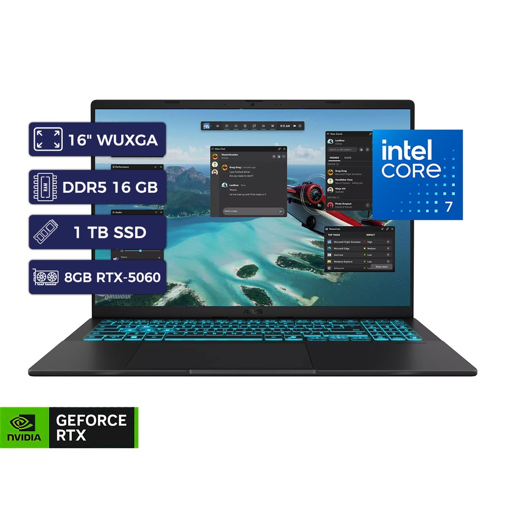 [SPE-52384] ASUS GAMING V3607VM-RP011/CORE 7 240H+16GB D5+NVMe 1TB+8GB RTX-5060+16" WUXGA NEGRO MATE