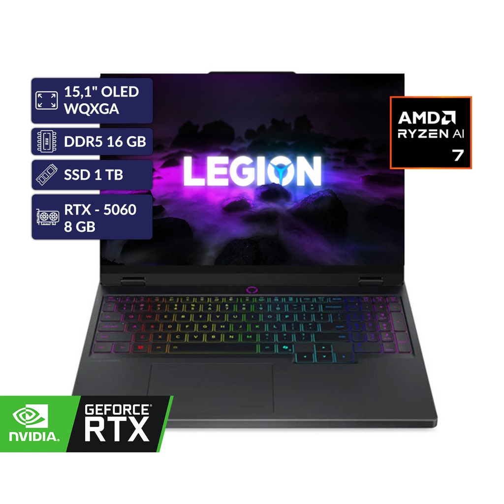 [SPE-52367] LENOVO LEGION 5 15AHP10/RYZ 7 260+16GB D5+NVMe 1TB+8GB RTX-5060+15,1" WQXGA OLED NEGRO