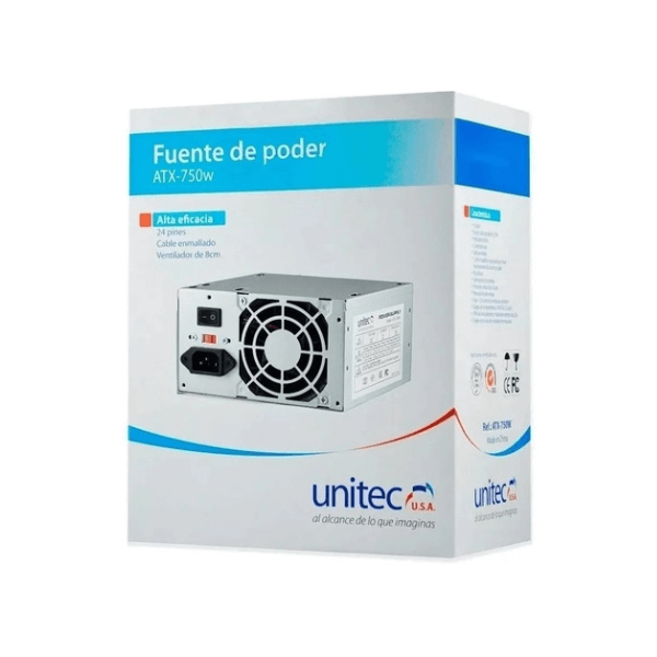 FUENTE DE PODER ATX-750w UNITEC COLOR NEGRO