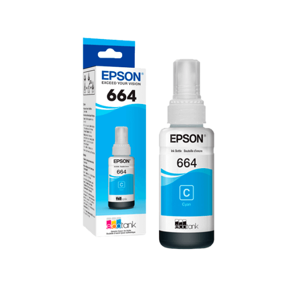 [INT-4268] BOTELLA DE TINTA EPSON T664 CYAN 7.500 Pag. L120/L220/L310/L355/L375/L396/L475/L495/L555/L575/L655/L1300 70ML (C13T66422A)