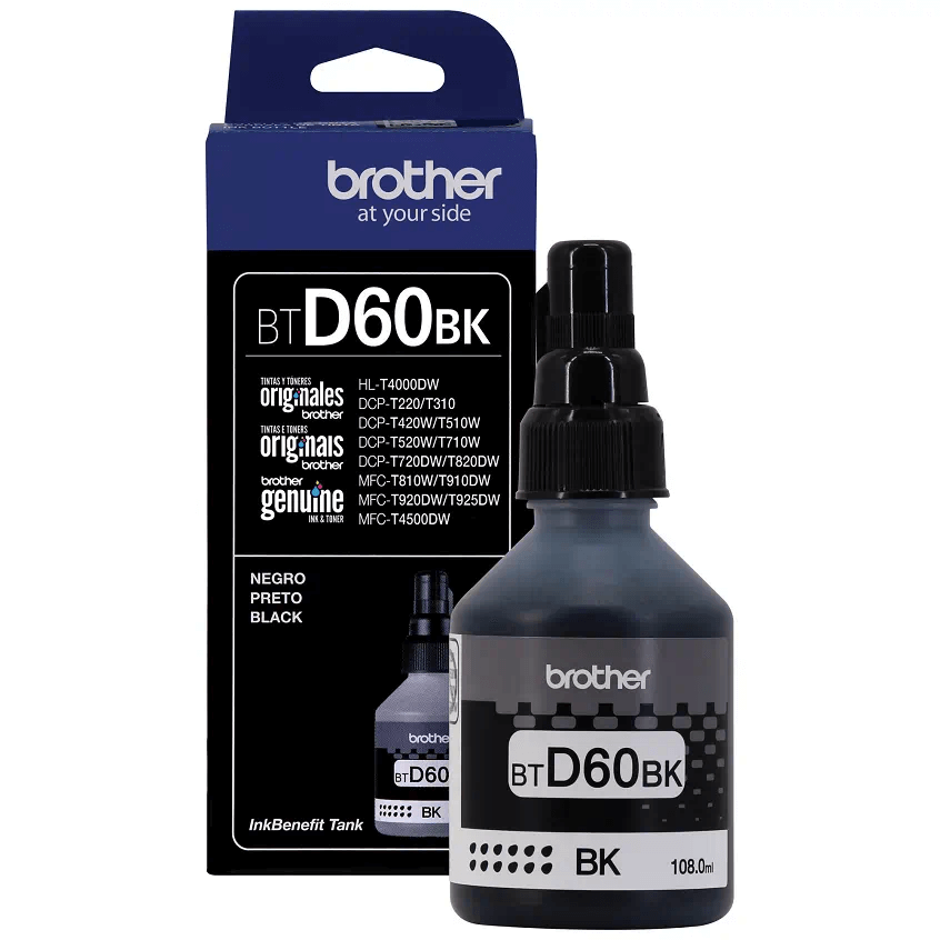 BROTHER BOTELLA DE TINTA BTD60BK NEGRO 7500 Pag. (DCP-T220, DCP-T420W, DCP-T510W, DCP-T520W, DCP-T710W, DCP-T720DW, DCP-T820DW)