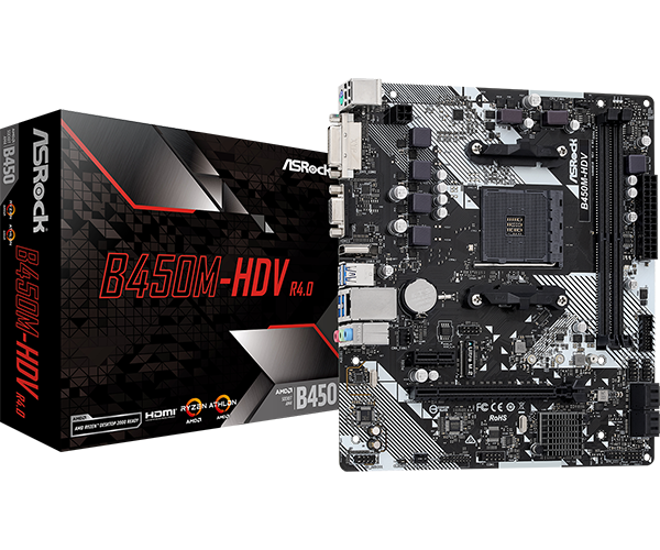 BOARD ASROCK B450M-HDV R4.0 AMD AM4 HDMI DDR4