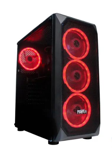 CHASIS POWER GROUP L18 4 COOLERS RGB CON FUENTE 350W