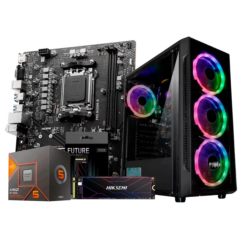 [CLON10] CPU POWER GROUP X18 AMD RYZEN 5 8600G B. MSI B650M-P DDR5 32GB 6000Mt/s NVME 512GB F. APEVIA 600W REAL