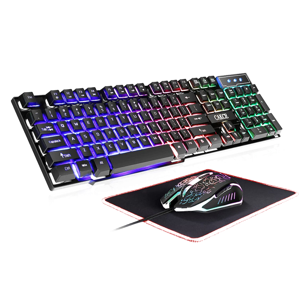 [KCKM] Combo Teclado Mouse + Pad Cakce Retroiluminación LED cable USB