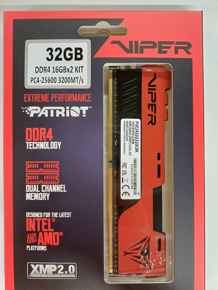 KIT MEMORIA RAM PATRIOT VIPER ELITE II DDR4 RAM 32GB (2X16GB) 3200MHz