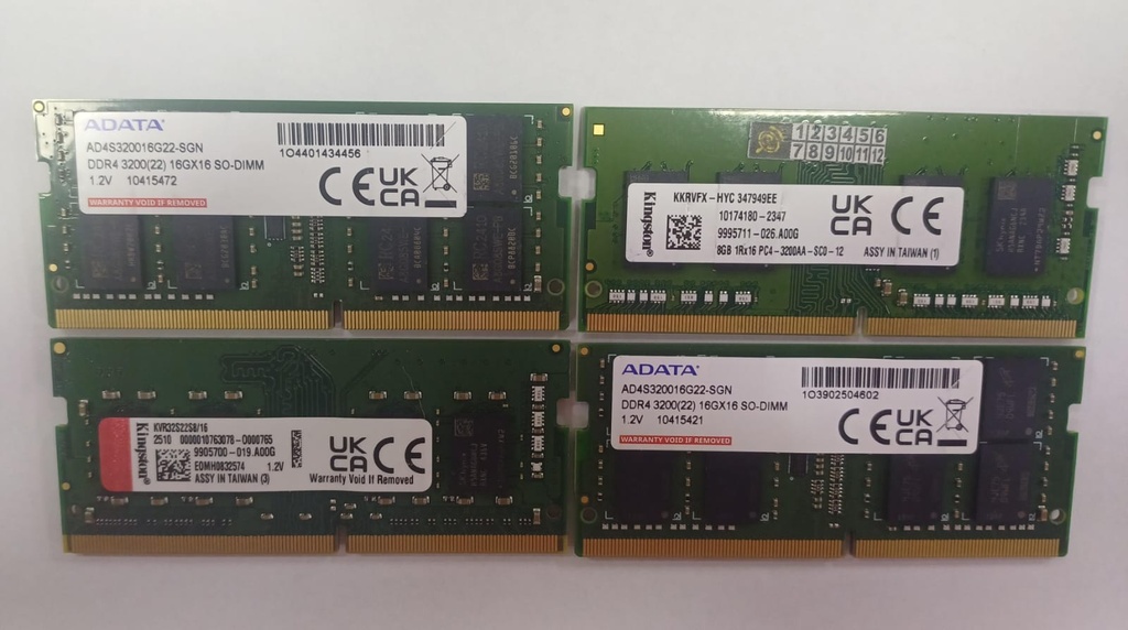 RAM PORTATIL DDR4 16GB 3200MHZ (OPEN BOX) KINGSTON, CRUCIAL, MICRON,HYNIX