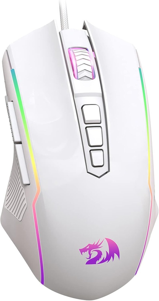 [M910W] MOUSE REDRAGON BLANCO RGB / 8000 DPI / ALAMBRICO