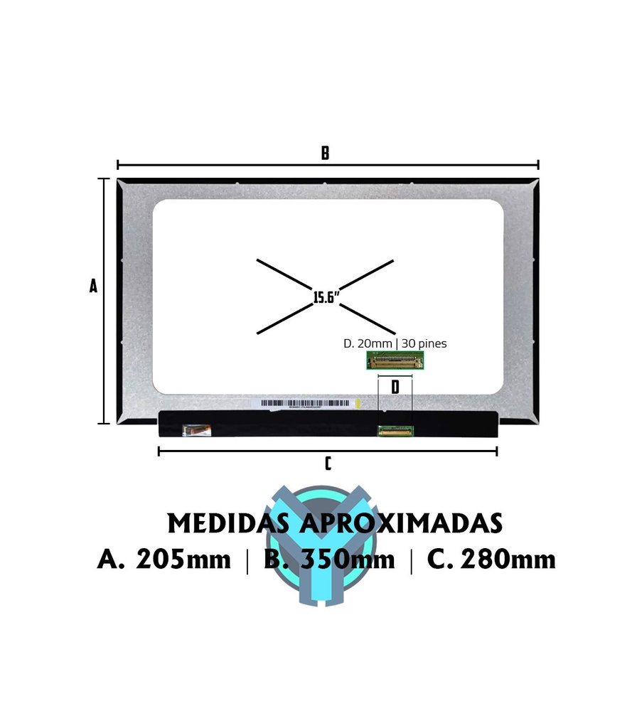 PANTALLA PORTATIL LED ULTRA SLIM 15.6 PUL 30 PINES NANO EDGE HD SIN SOPORTES