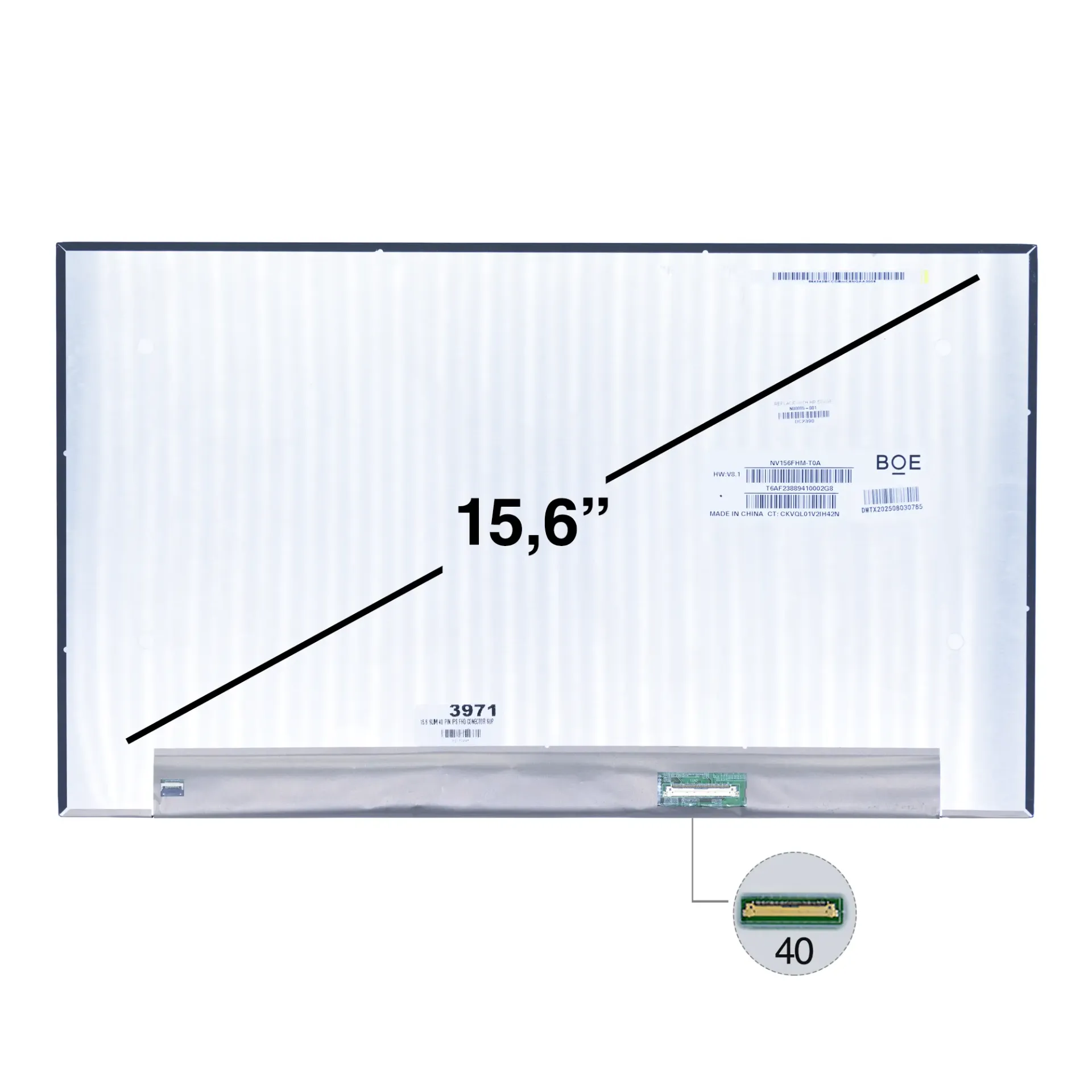 [A01078] PANTALLA PORTATIL LED ULTRA SLIM 15.6 PUL 40 PINES (25MM) NANO EDGE FULL HD SIN CIRCUITO TACTIL MODELO: NV156FHM-T0A