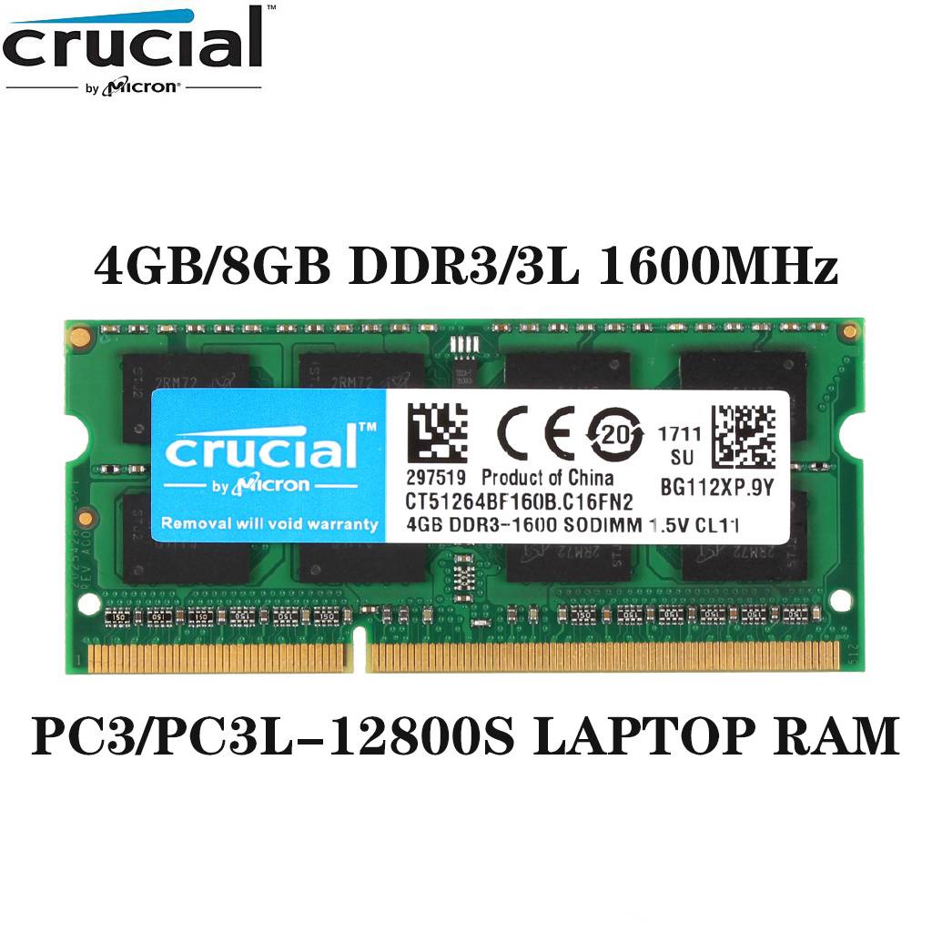 [CR14] RAM PORTATIL DDR3 4GB PC3L 1.35V 1600MHZ-12800 CRUCIAL