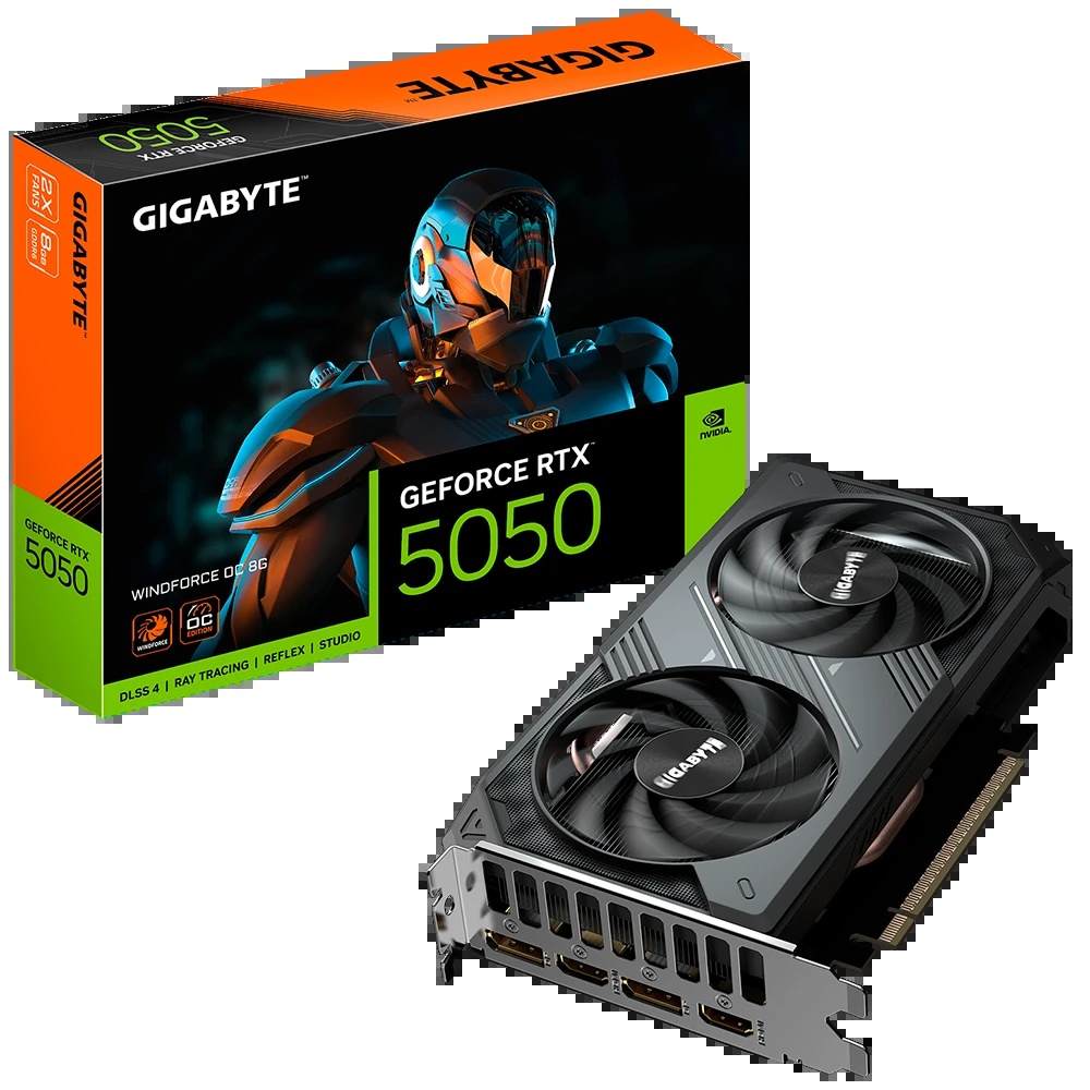 [TA5563] TARJETA VIDEO GIGABYTE RTX 5050 WINDFORCE OC 8GB 128 bits GDDR6 MODELO: GV-N5050WF2OC-8GD