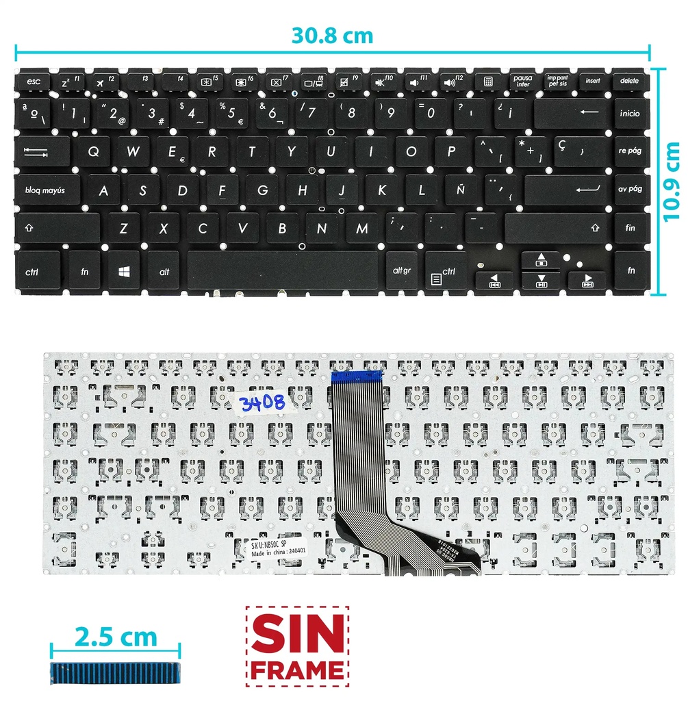 TECLADO ASUS P1440 P1440F P1440FA P1440UF P1440U P1440UA