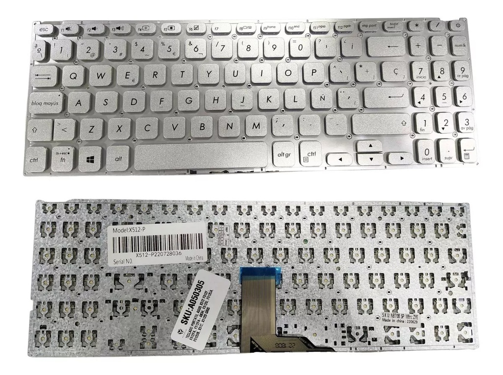 [A05314] TECLADO PORTATIL ASUS X509 X512 F512F F512FA F512FA-AB34 F512U F512UA F512UB X512 X512D PLATEADO