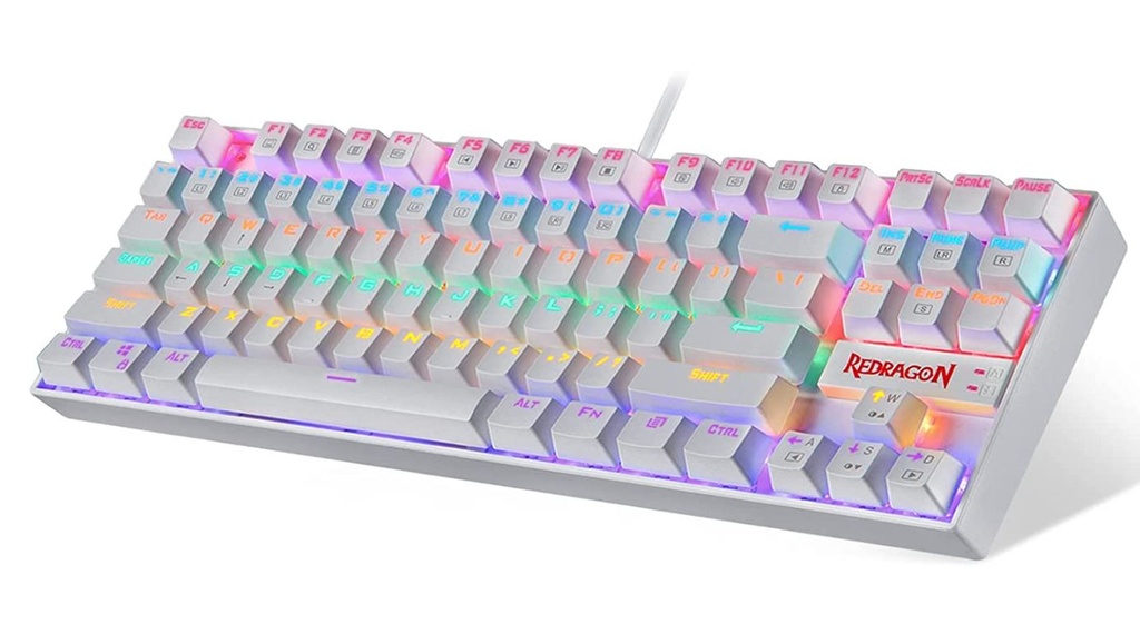 [A12544] Teclado gamer Redragon Kumara Blanco K552-WR inglés US Rainbow RED