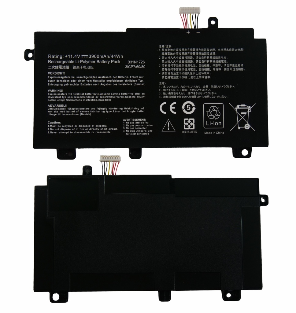 BATERIA PORTATIL ASUS FX504 FX505 FX506 PX504 PX505 TUF504 TIPO A MODELO: B31N1726 CABLE CORTO