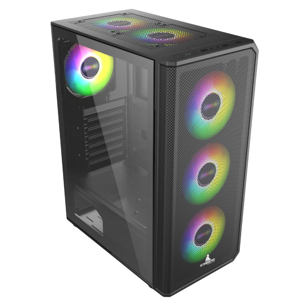 CHASIS ICEBERG FLOW-E NEGRO 4 COOLERS RGB