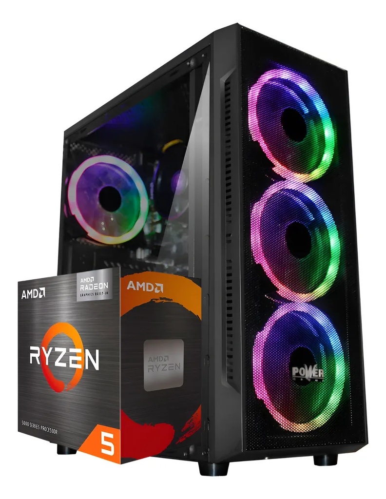 [R56162SKE] CPU RYZEN 5 5600GT / BOARD ASUS A520M-K / RAM 16GB / SSD NVME 512GB / FUENTE 600W BRONZE CHASIS X18