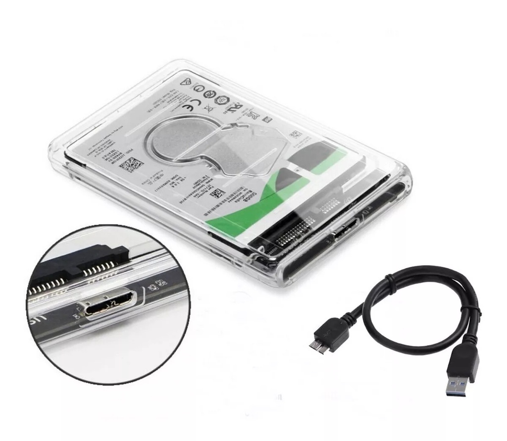 [CDT001] Caja Externa Disco Duro Externo Enclosure 2.5 Usb 3.0 Transparente