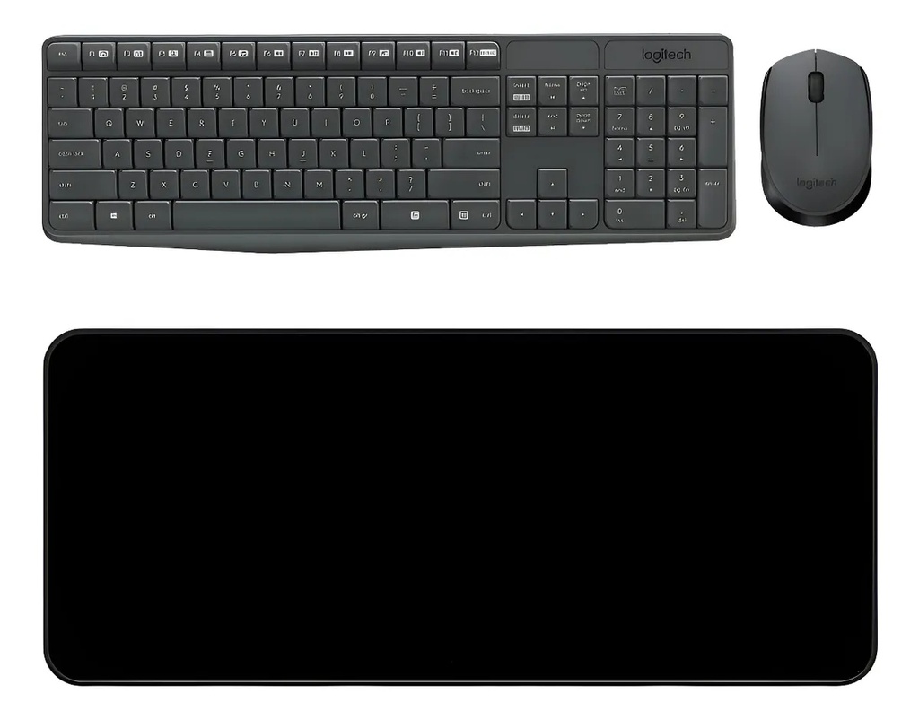 [LMK235PAD1] Combo Teclado y Mouse Logitech MK235 + Pad Mouse 80x30cm Negro