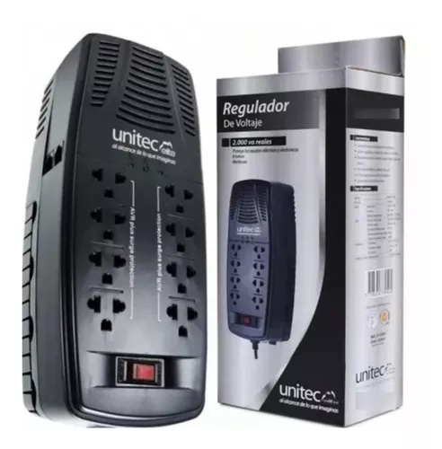 [RU2000] ESTABILIZADOR De Voltaje Automático Unitec 8 Tomas 2000va /1000w