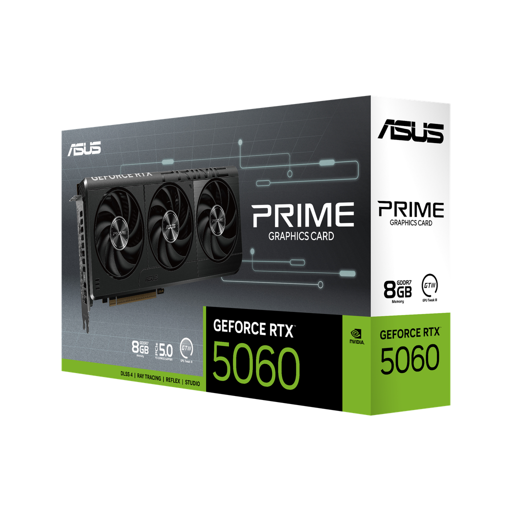 TARJETA DE VIDEO ASUS PRIME RTX 5060 8GB TRIPLE FAN GDDR7 PCI 5.0