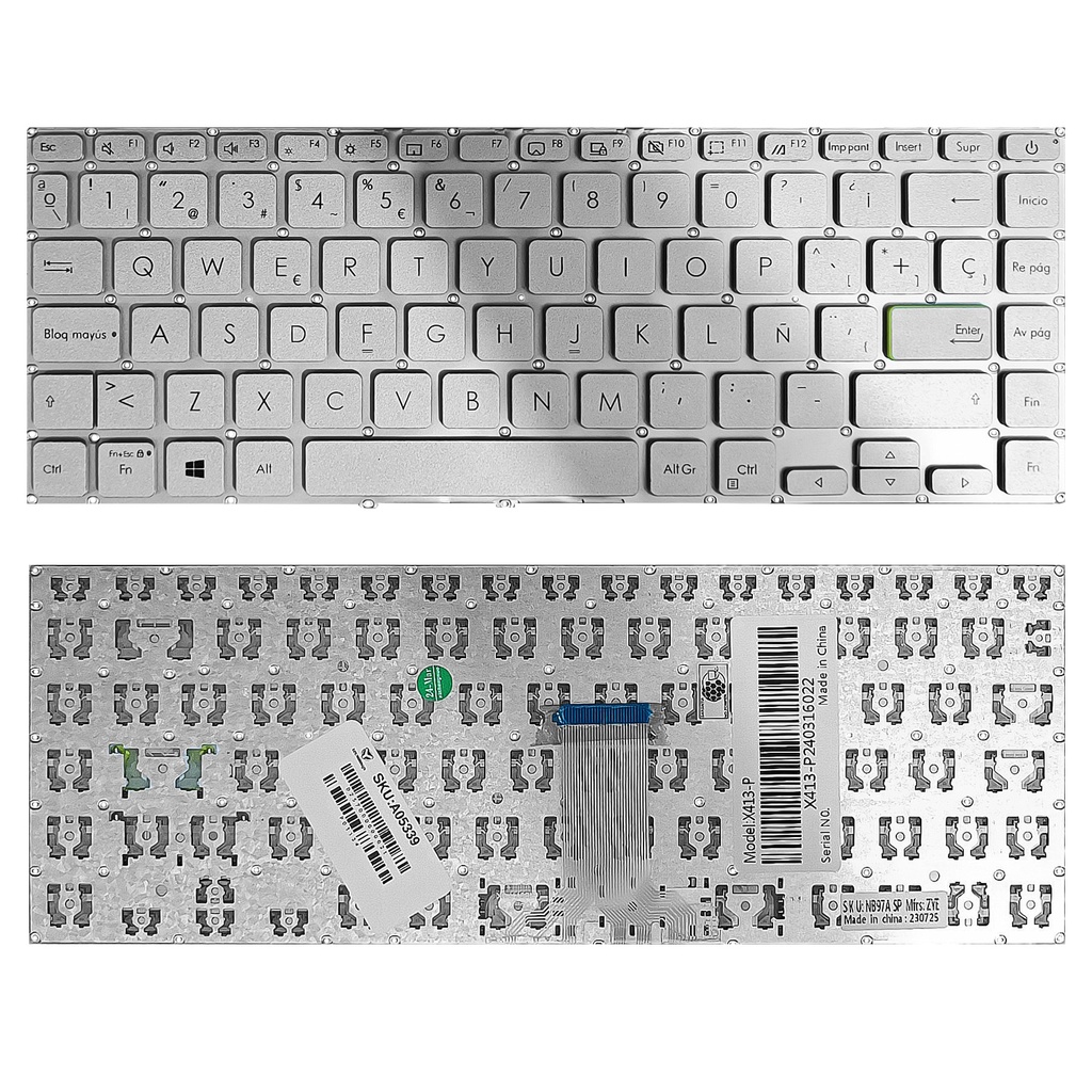 TECLADO ASUS X413 X421 E410 S433 M413 VIVOBOOK S14 PLATEADO
