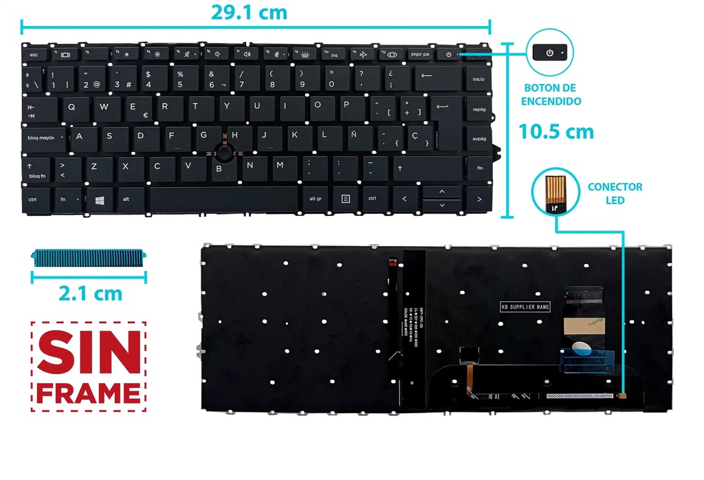 TECLADO HP 840 G7 840 G8 745 G7 745 G8 BOTON POWER /BLACK/BACKLIT
