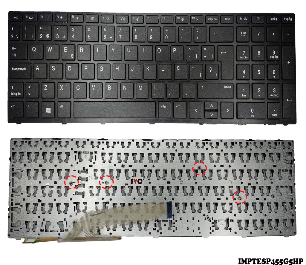 [A05576] TECLADO HP PROBOOK 450 G5 455 G5 470 G5 SP NEGRO CON MARCO EXTERNO NUMERICO .