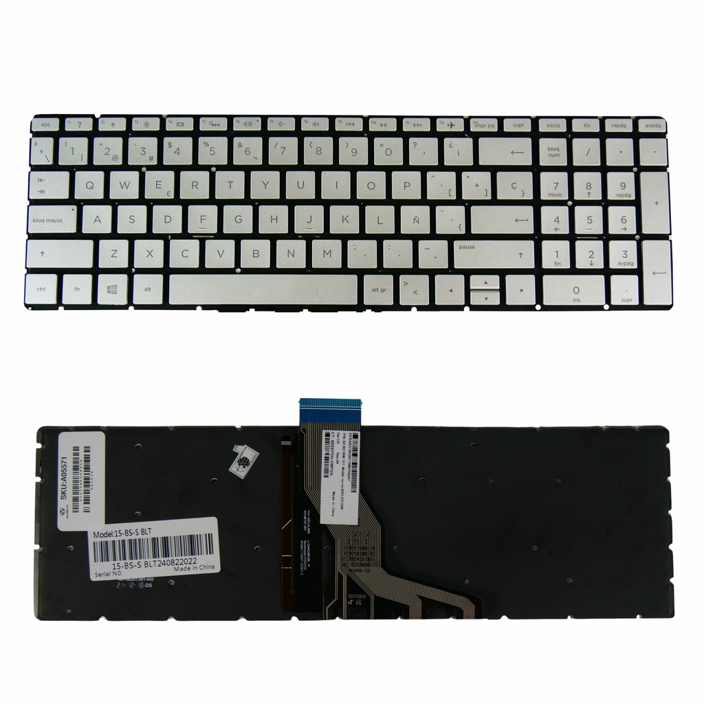 Teclado Portátil HP 15-BS 15-CW 15-BK 15-DA 15-BW 15-DY 15-CD 15-DB 15-BR 15-CB 15-BP 17-BS 17-AK 17-CA 15-CX 15-DK PLATEADO RETRO