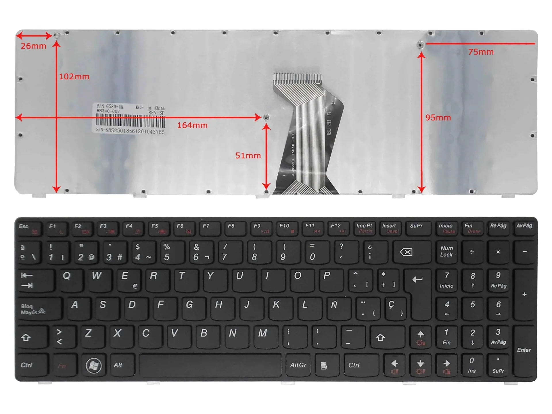 [A05666] TECLADO LENOVO G580 G585 Z580 P580 P585 N580 N581 N585 V580