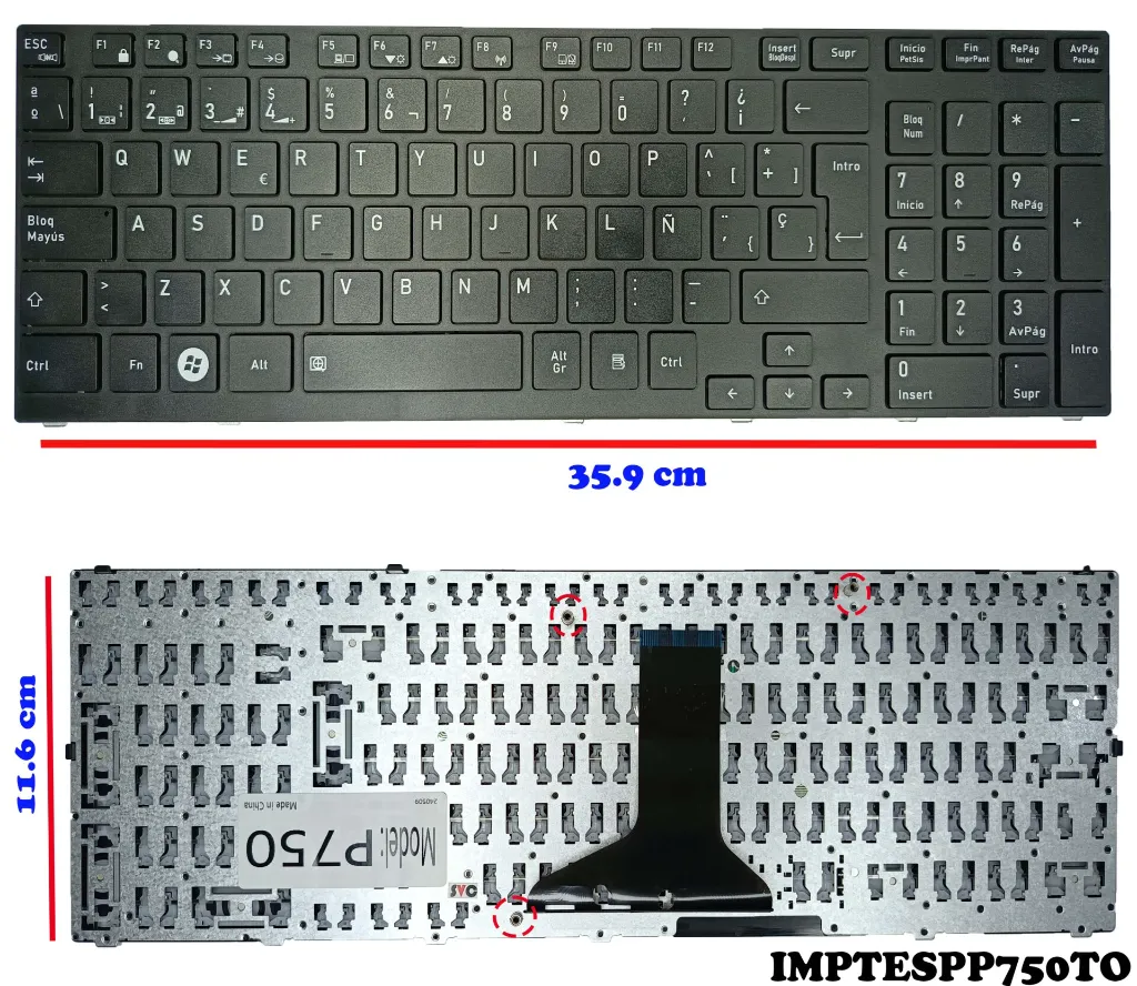 [A05917] TECLADO TOSHIBA P750d P755 P755d P750 P770 P775