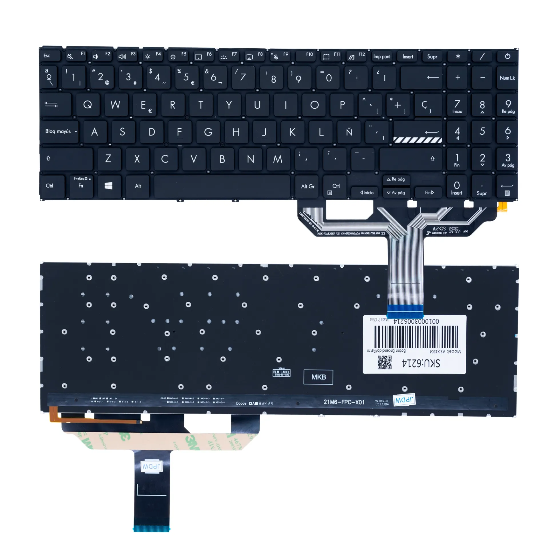 [A05358] TECLADO ASUS VIVOBOOK X1504 X1504ZA X1504VA X1504Z X1504V F1504 F1504VA X1502 M1502 X1503 M1503MQ RETROILUMINADO