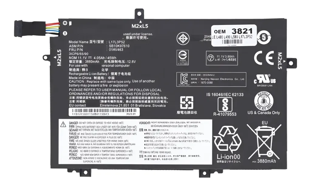 [A02642] Batería Para Portátil Lenovo L17c3p52, Lenovo ThinkPad L14 L15, L480, L490, L580, L590