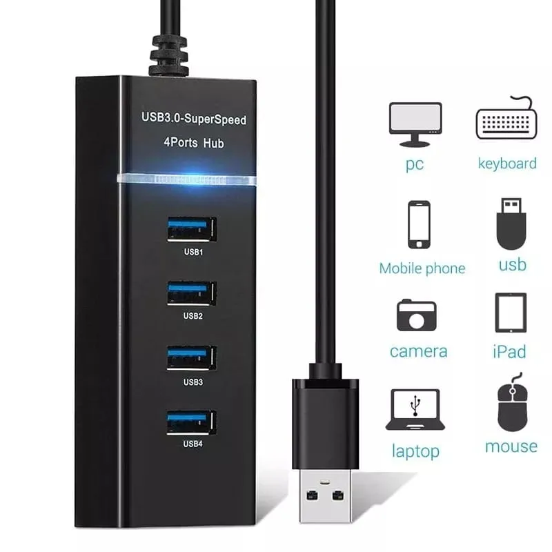 HUB 3.0 CON 4 PUERTOS USB MOD:BC-14 NEGRO