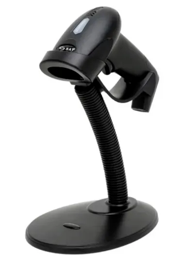 LECTOR PISTOLA CODIGO DE BARRAS SAT LD101R+1 CON SOPORTE