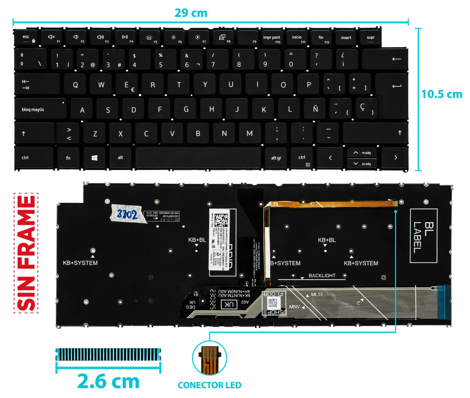 Teclado Dell Latitude 3420 3430 3320 5310 3330 5418 P144g VOSTRO 5310 5410 5415 5320 3400 3401 3402 P130g  e3410 3311 3301 3410 E3301 P114g