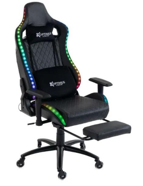 [SLLB1] SILLA GAMER BLACK ULTIMATE LUCES RGB REPOSAPIES RUEDAS EN SILICONA