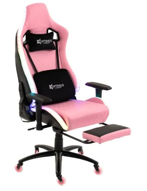 SILLA GAMER PINK ULTIMATE LUCES RGB REPOSAPIES RUEDAS EN SILICONA