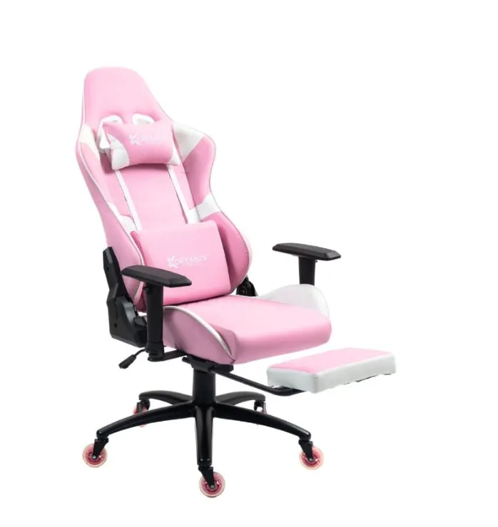 SILLA GAMER PINK MODELO DX-1127F  REPOSAPIES RUEDAS EN SILICONA