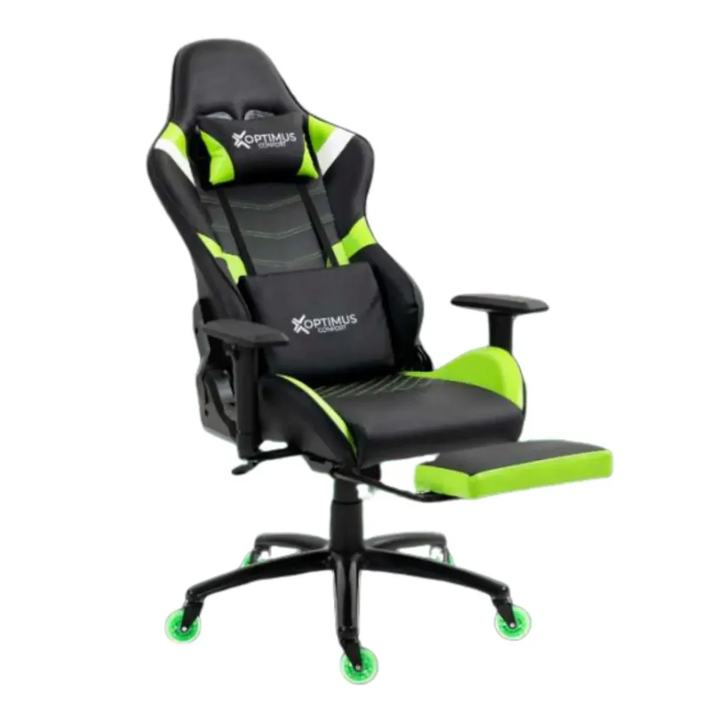 [SDX1127G] SILLA GAMER GREEN MODELO DX-1127F  REPOSAPIES RUEDAS EN SILICONA