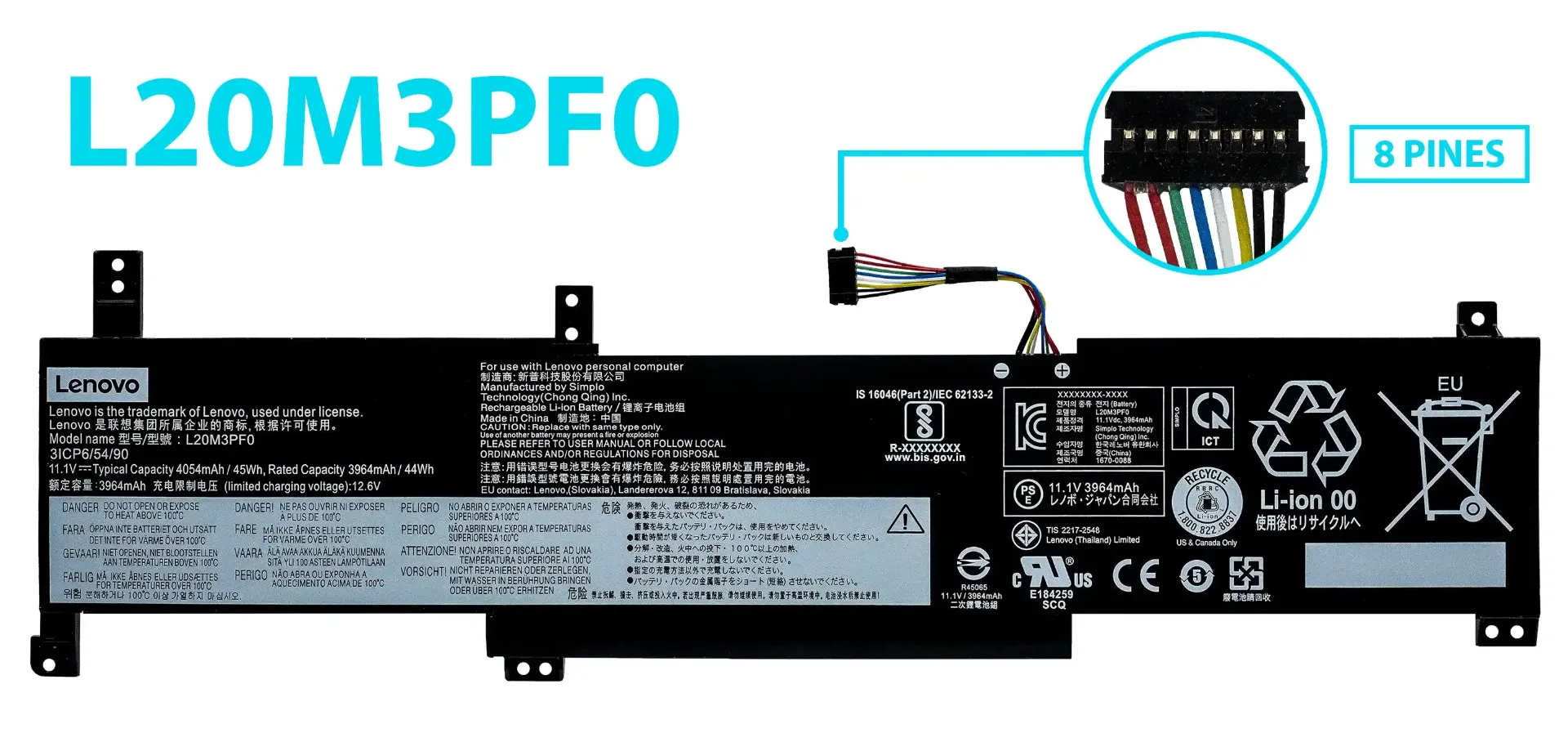 [A02649] BATERIA PARA LENOVO L20M3PF0 IDEAPAD 3 14 / IDEAPAD 3 15 / IDEAPAD 3 17 / V14 G2 / V15 G2 / V17 G2 SERIES - IdeaPad 3 14ITL6 / 15ITL6 / 17ALC6 / 17ITL6 / 15ALC6