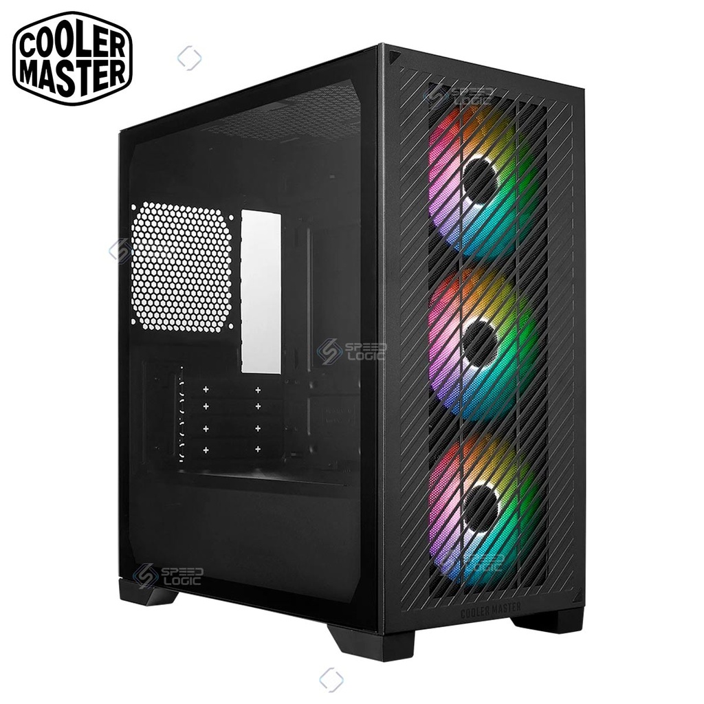 [SPE-16620] CAJA COOLER MASTER ELITE 301 VIDRIO TEMPLADO + 3 ARGB NEGRO