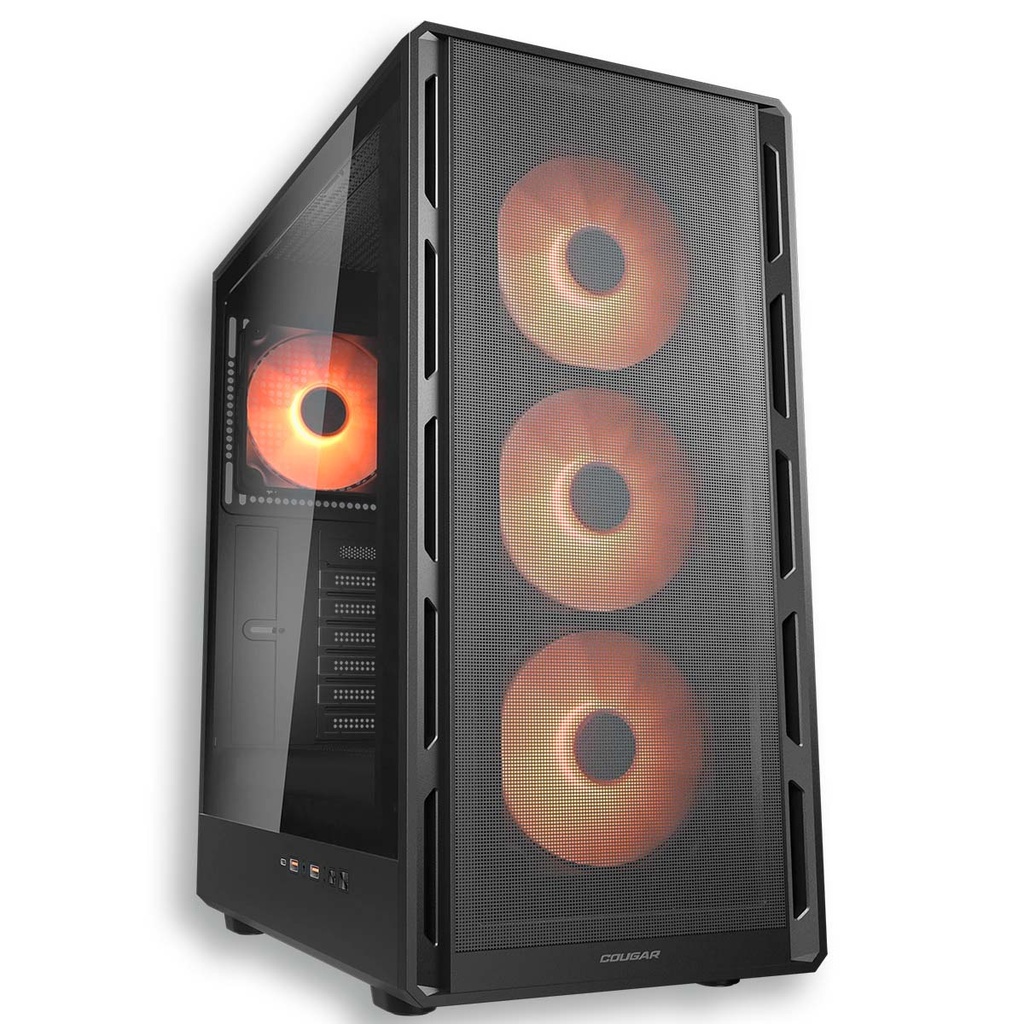 [SPE-16592] CAJA COUGAR AIRFACE PURE PRO VIDRIO TEMPLADO + 4 ARGB NEGRO
